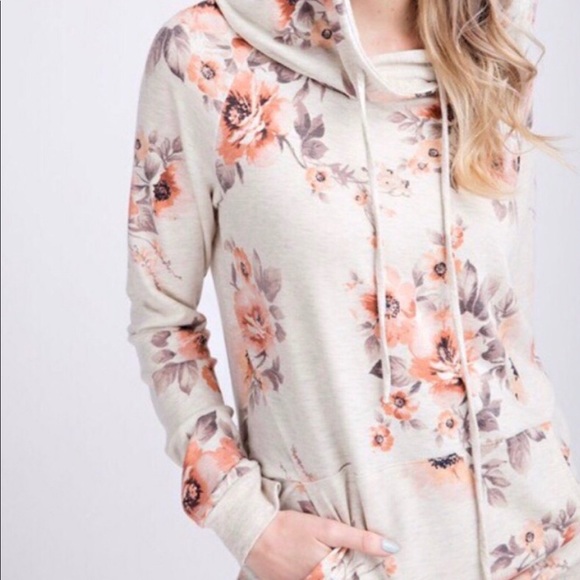 boutique Tops - PASTEL FLORAL HOODIE one large left